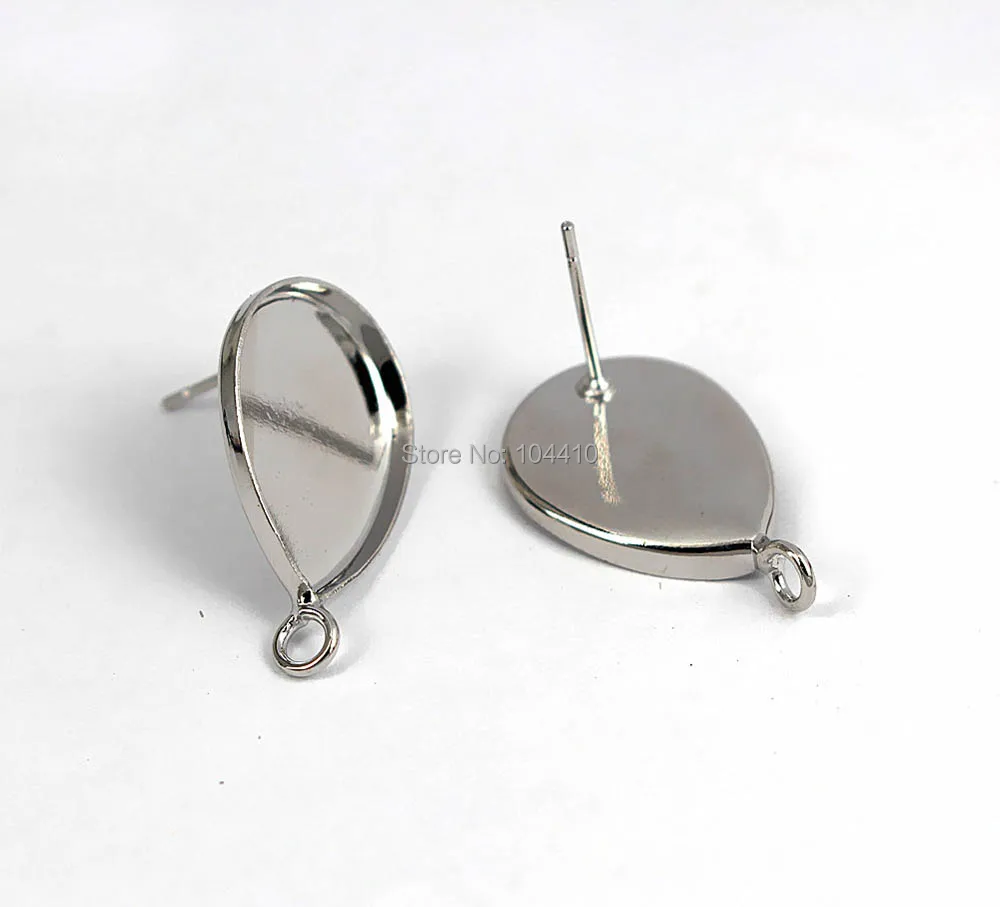 Пустая КАПЛЕВИДНАЯ оправа с петлей для сережек-гвоздиков стандартные