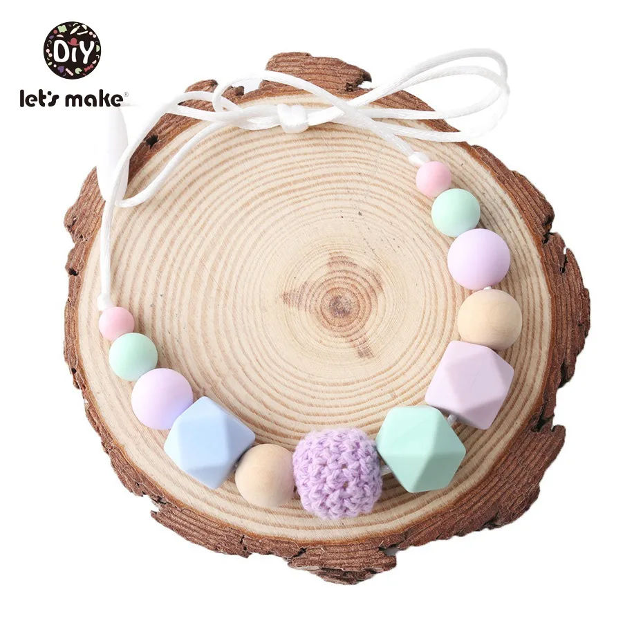 Let's Make Baby модное ожерелье для девочек-прорезывателей, розовые силиконовые бусины, сделай сам, ювелирное изделие, ручная работа, Прорезыватель для зубов, ожерелье, пустышка, детский Прорезыватель для зубов