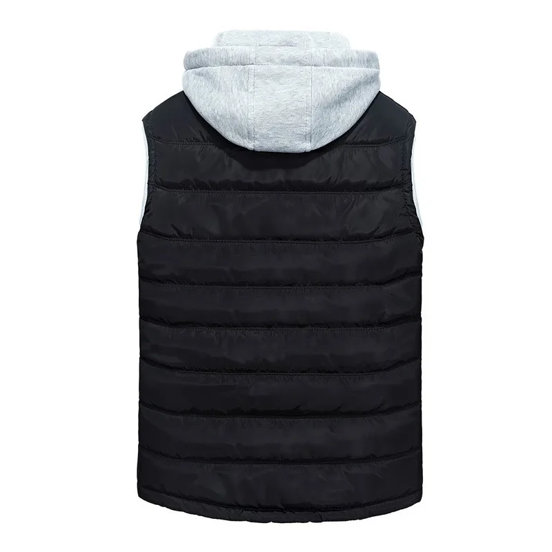 2018 New winter vest men Fashion Slim Coat Casual Cotton Zipper Waistcoat Warm thick Hooded jacket sleeveless parkas coat | Мужская