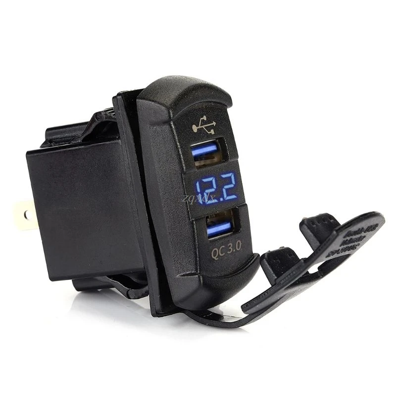 Светодиодный выключатель QC 3 0 с двумя usb портами быстрая зарядка Вольтметр для