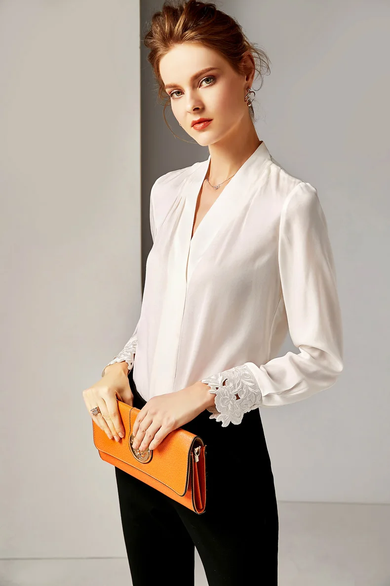 Женская модельная рубашка из 2020 чистого шелка привлекательная Элегантная блузка