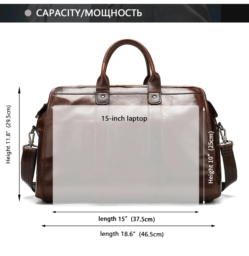 WESTAL men's travel bag leather duffle bag men'genuine leather laptop/weekend bag for men leather travel bags hand luggage 8566