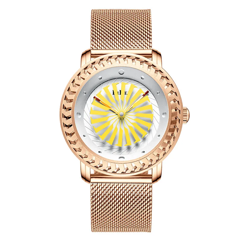 Модные мужские повседневные часы с сетчатым ремешком из нержавеющей стали BIDEN