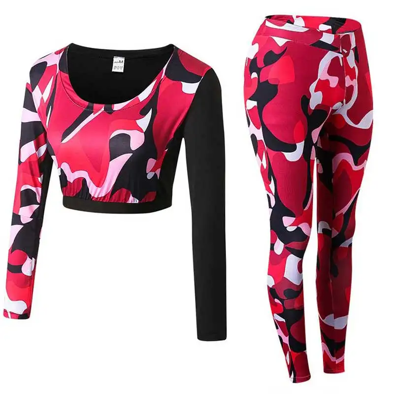 Новинка облегающий женский спортивный костюм для фитнеса камуфляжные комплекты