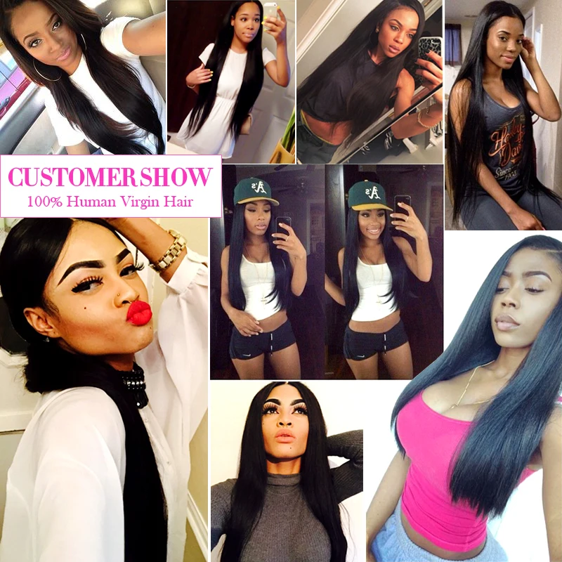 Bundle Deals With Closure Grade 8A Peruvian Virgin Hair 3Pcs Straight Ashion Products |