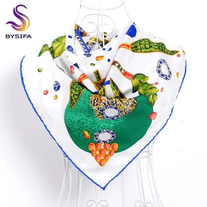 Женский шелковый шарф с листьями BYSIFA, модный брендовый дизайнерский платок 90*90 см, брендовые Саржевые квадратные шарфы