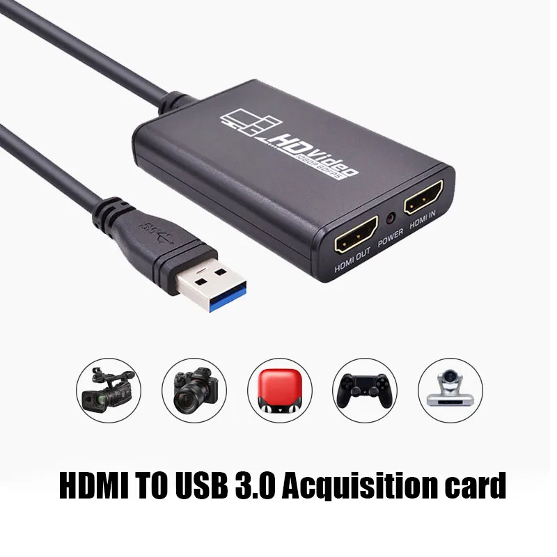 HDMI TO USB3.0 Video Converter capture card with LOOP OUTPUT Support network push streaming live broadcast for OBS |