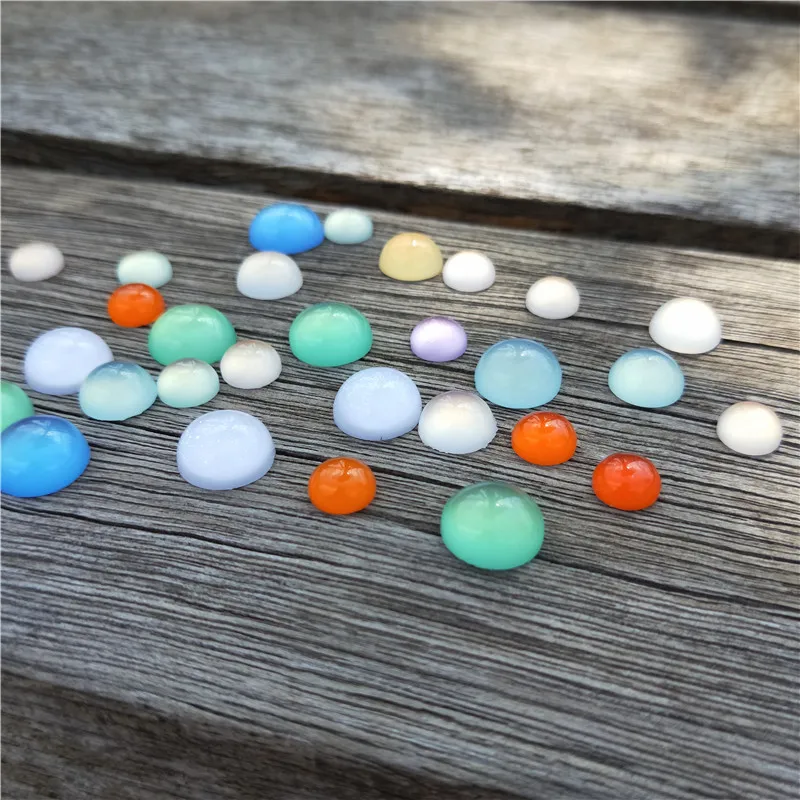mixed color random 50 шт./лот, кабошон из смолы 4, 6, 8, 10, 12 мм, многоцветные пластиковые искусственные камеи кошачий глаз, подходят для изготовления ювелирных изделий своими руками - Цвет: mixed color random