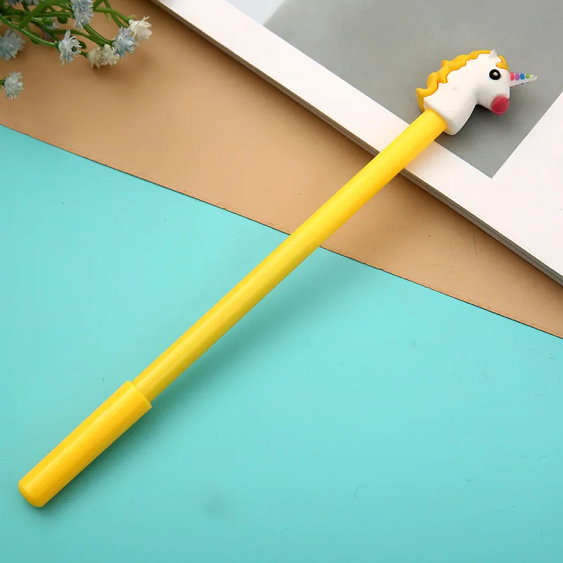 4 шт. разноцветные 0 35 мм черные чернила Gelpen Kawaii гелевая ручка с единорогом офисная