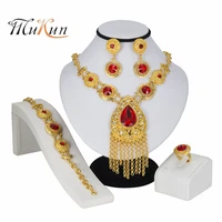 mukun bridal jewelry sets gold color jewelry set trendy necklace earrings bracelet set for women dubai jewelry setgift boxes