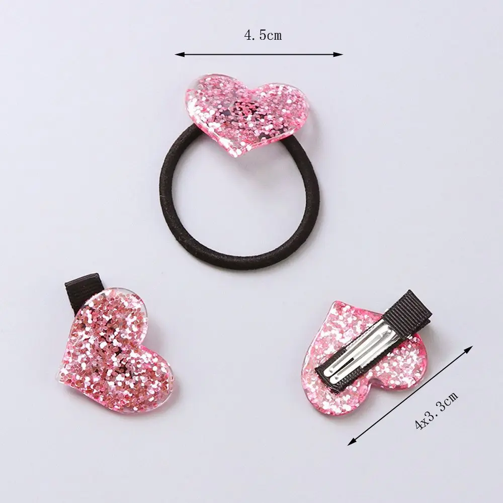 3pcs/set Girls Hair Clips Glitter Star/Heart Barrettes Elastic Ropes Ties Solid Hairband Birthday Kids Party Favors Gifts|Сувениры для
