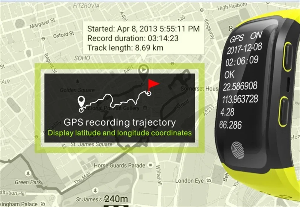Bluetooth gps женские часы мужские Смарт-браслет монитор сердечного ритма IP68 Спорт