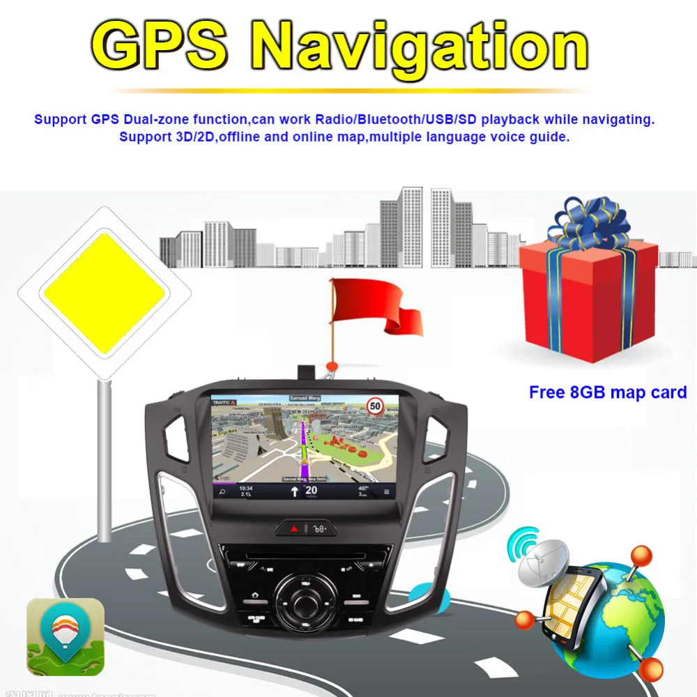 9 дюймов Android 8 0 Восьмиядерный 4 Гб RAM автомобильный Радио стерео с Bluetooth для Ford Foucs