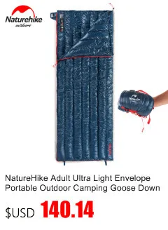 NatureHike сверхлегкий спальный мешок на половину груди 350 г, спальный мешок на утином пуху, спальный мешок для кемпинга, NH17S018-D