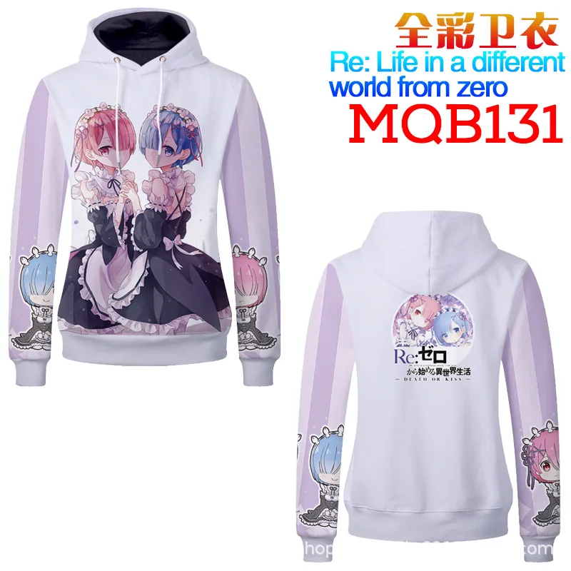 Худи Rem Ram с 3D принтом Re ZERO Start Life in other World толстовка капюшоном художественная
