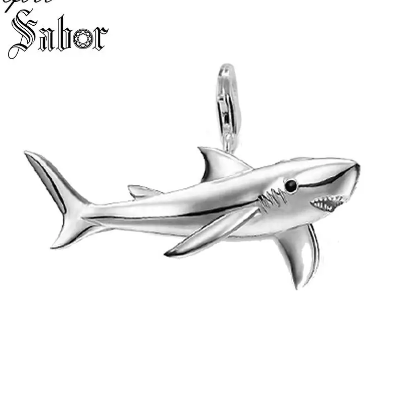 Shark Почерневший Дракон кои, рыба, Ворон, лягушка, подвеска в виде акулы, ювелирное изделие, 925 пробы, серебряный, панк, подарок для женщин и мужчин, подходит для ожерелья с Томасом - Окраска металла: Shark