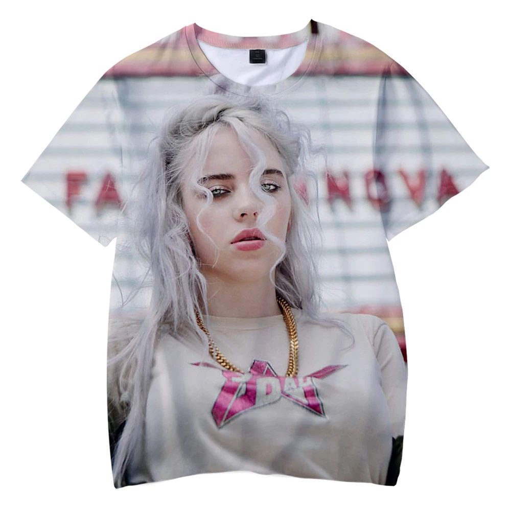 Billie Eilish/ летняя футболка для мальчиков, Детская футболка с 3d принтом для мальчиков и девочек, детская одежда для 4, 5, 6, 7, 8, 9, 10, 12 лет