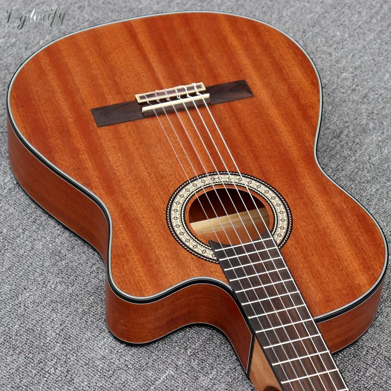 Cutway тонкий корпус Классическая гитара полный красное дерево
