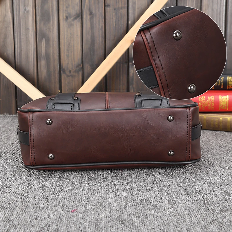 

New Vintage Briefcase PU Leather Men Zipper Handbag High Quality Men Travel Bags Casual Shoulder Bag For Man Satchels XA252ZC