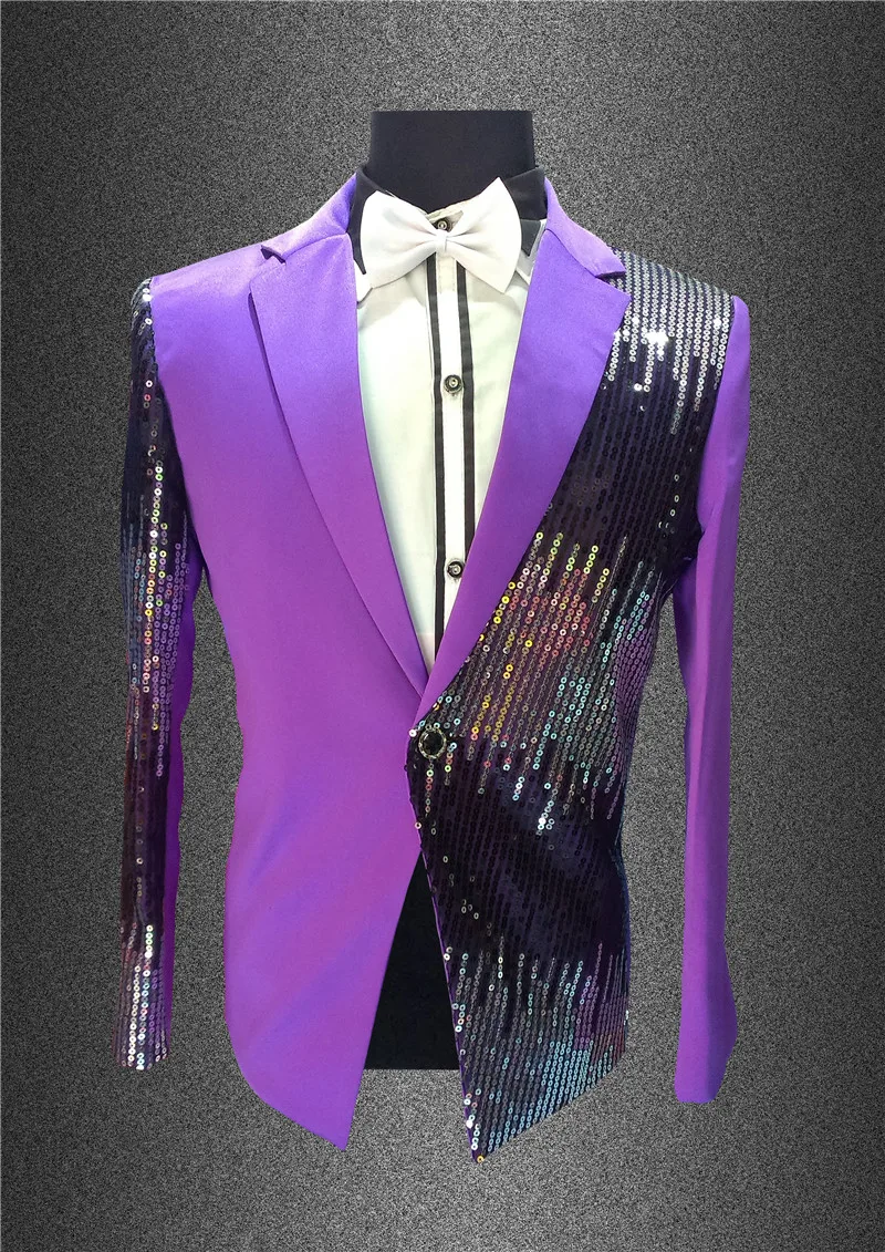 2016 плюс Размер мужской тонкий костюм с блестками ночная рубашка певица