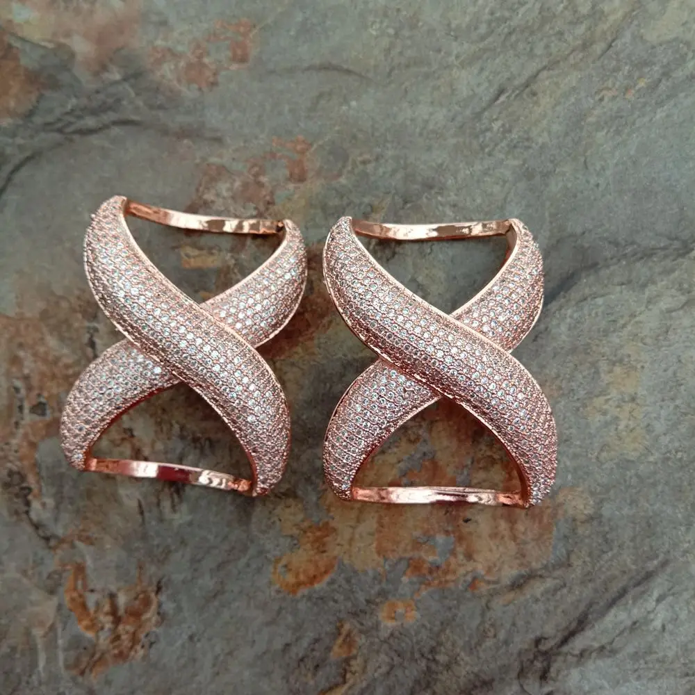 rose gold 1 шт. 30x42 мм позолоченный Cz микро 8 Форма разъем/кулон DIY ювелирных изделий - Цвет: rose gold
