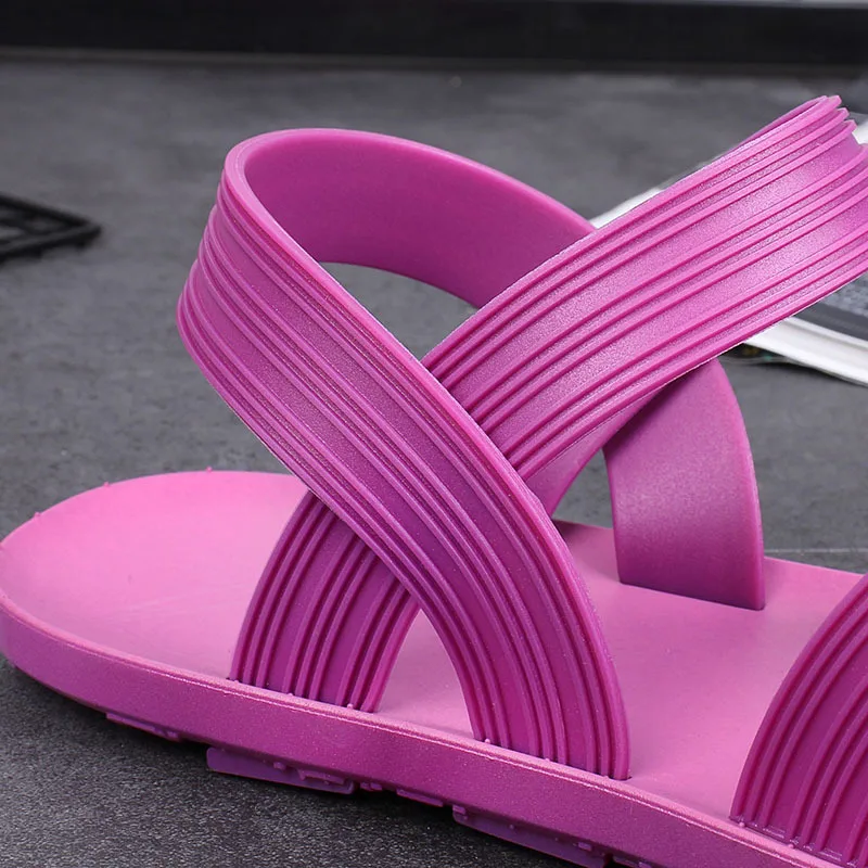 Женские сандалии на плоской подошве Scarpe Donna эластичные пляжные повседневные