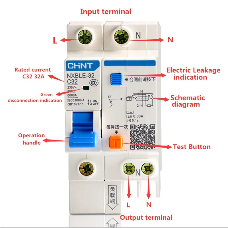 CHINT NXBLE-32 бытовой протектор утечки 1P+ N 6A/10A/16A/20A/25A/32A/40A/63A автоматический выключатель защита от электрического удара