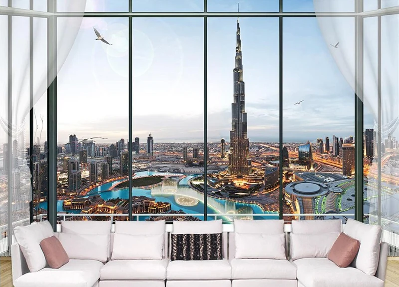 Custom photo wallpaper Dubai City night Wallpaper 3D for wall Bedroom Kid Room Decor TV background covering mural | Обустройство дома