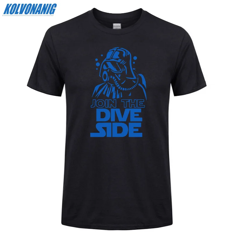 Футболка с забавным принтом JOIN THE DIVE SIDE DARK подводный принт Хлопковая мужская одежда с коротким рукавом и круглым вырезом брендовая футболка размера плюс - Цвет: Black 03
