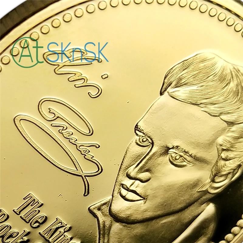 5 шт./лот бесплатная доставка памятная монета ELVIS PRESLEY "Король рок музыки" 24K