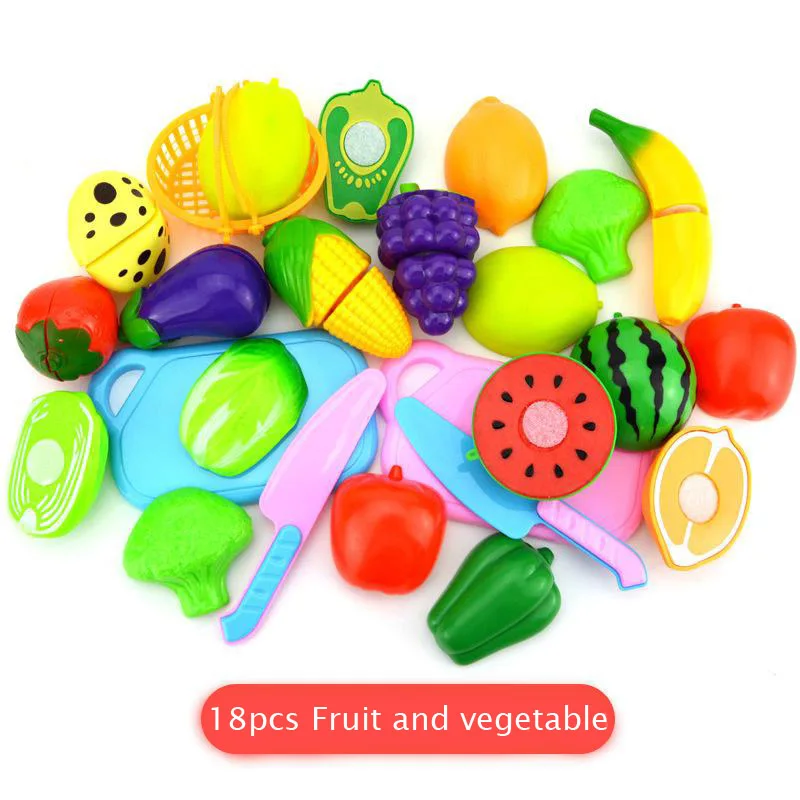18PCS Play house toy 8-24 шт. DIY ролевые игры игрушки для детей фрукты овощи резка моделирования посуда пластиковая игра для ребенка лучшие подарки GG006 - Цвет: 18PCS Play house toy
