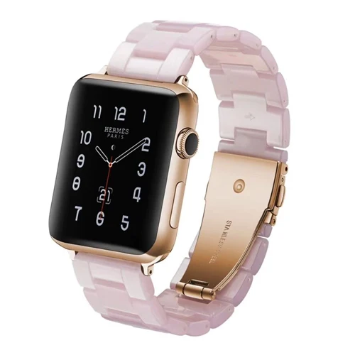 pink Ремешок из смолы для apple watch 44 мм 38 мм iwatch 42 мм 40 мм correa pulseira apple watch 5 4 3 2 ремешок из нержавеющей стали - Цвет ремешка: pink