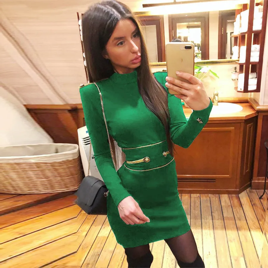 DressBird женское весеннее платье с длинным рукавом Vestidos сексуальные черные зеленые