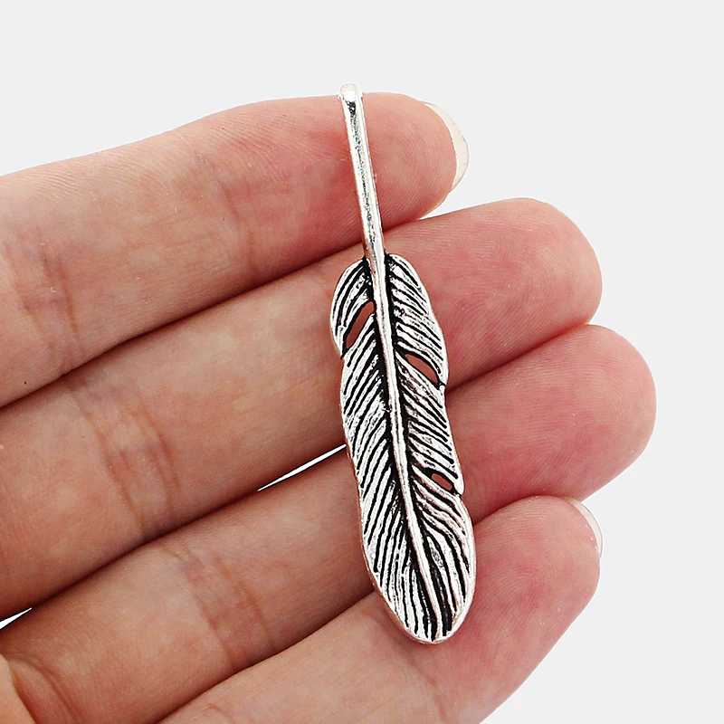 

5pcs Alloy Feather Leaf Charms Pendants For DIY Handmake Necklace Bracelets Jewelry Making Findings DIY Handmade Craft 54.5*11mm