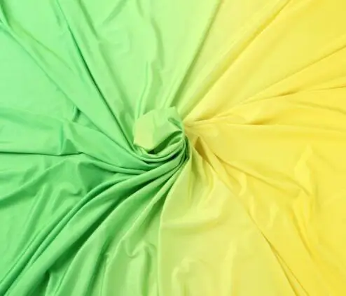 11 Green-yellow Ломбер спандекс лайкра 4 способ эластичная ткань градиент падение лайкра Глянцевая косплей платье для танцев латинская одежда - Цвет: 11 Green-yellow