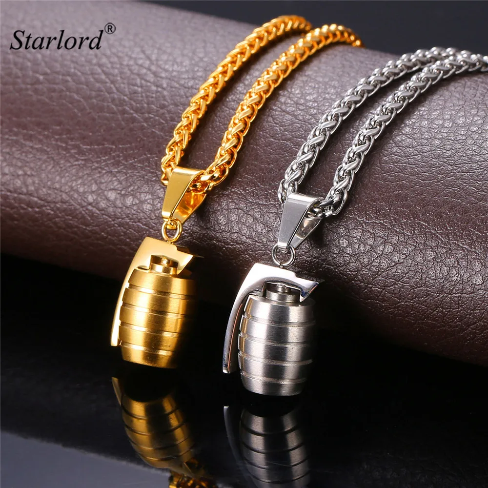 Крутая подвеска в форме гранаты и ожерелье американском стиле из нержавеющей