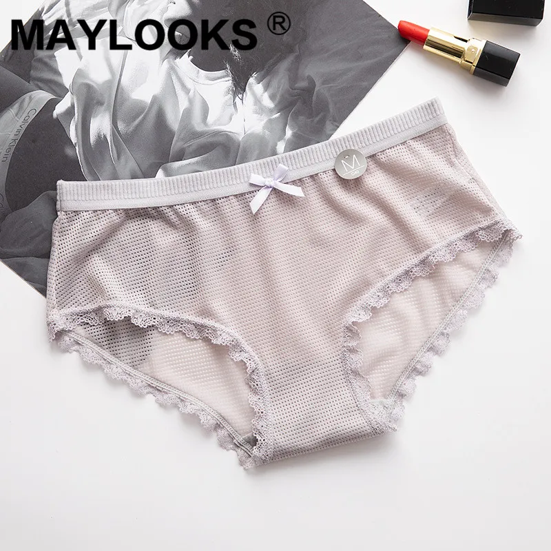 Maylooks Новое Сетчатое отверстие без следов средней талии студенческое нижнее