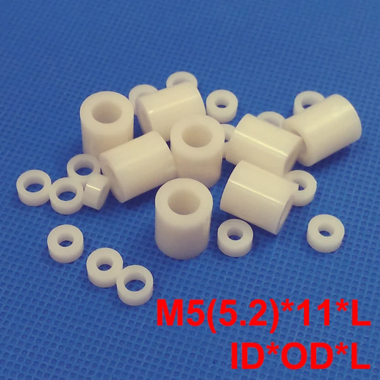 200pcs M5 5.2*11*15 5.2x11x15 5.2*11*18 5.2x11x18 ID*OD*L ABS Plastic Nylon Round Column Insulation Shim Washer Standoff Spacer |
