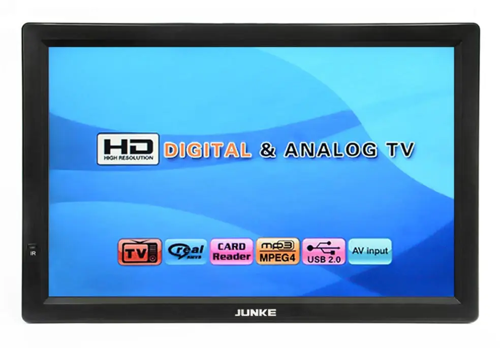 JUNKE HD портативный телевизор 14 дюймов цифровые и аналоговые Led ТВ Поддержка TF карта USB Аудио Видео плеер автомобильный телевизор DVB-T2
