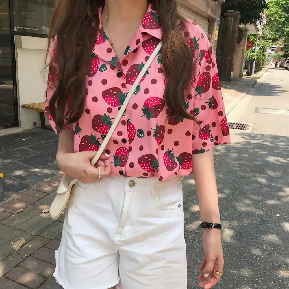 Летняя Корейская новая свободная модная женская Футболка Harajuku Ulzzang с отложным