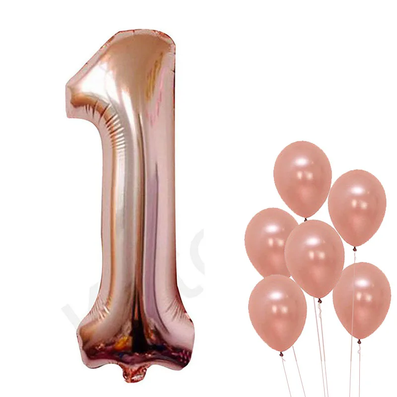 rose gold 1 Lincaier розовое золото 1st 2 3 4 5 6 7 8 9 18 21 30 40 50 60 лет с днем рождения Количество воздушных шаров вечерние украшения для детей и взрослых - Цвет: rose gold 1