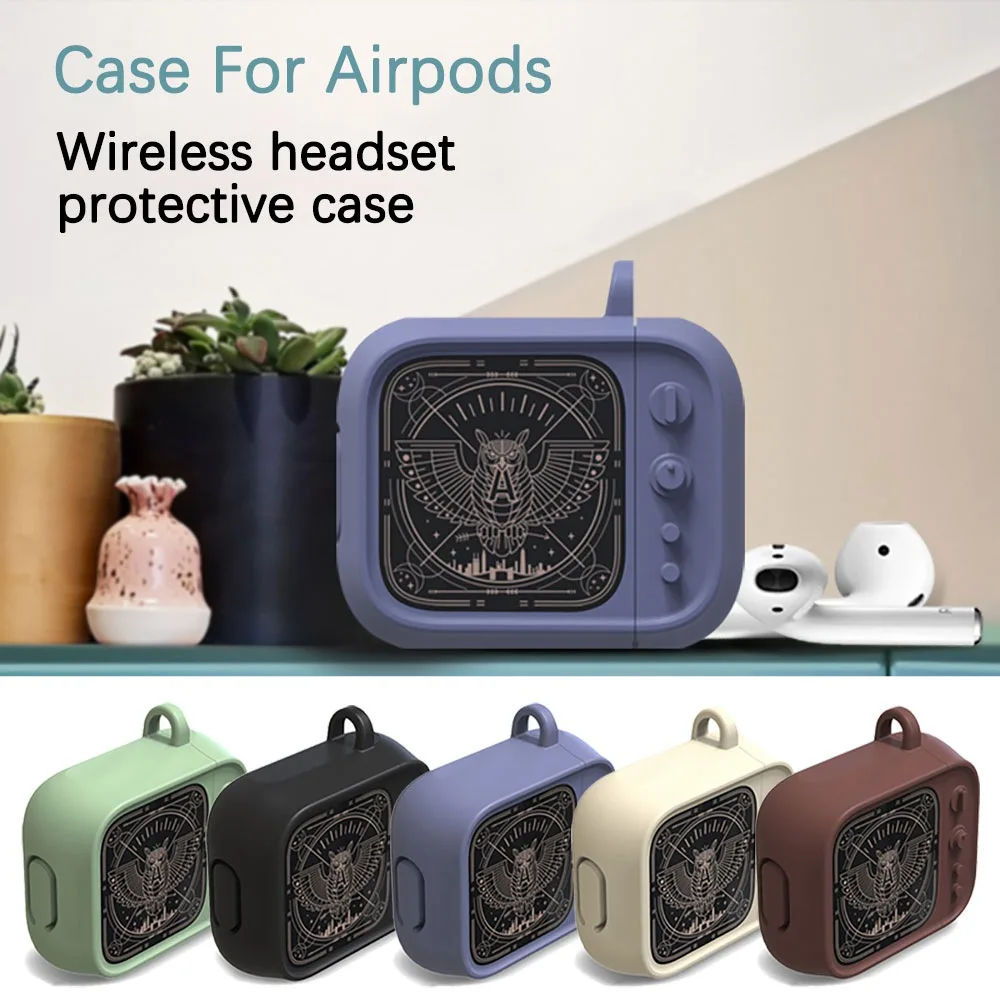 Чехол KISS винтажный силиконовый чехол для наушников Airpods 2 защитный TV с рисунком