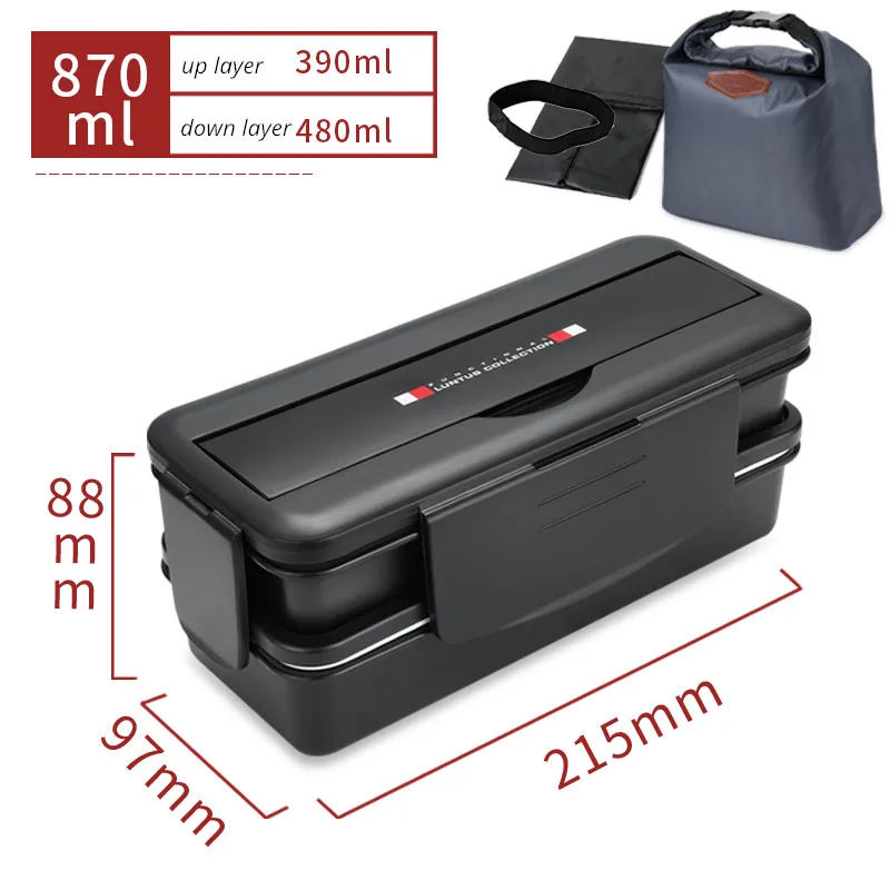 Японский стиль bento box пластиковые Ланч-боксы microwaveble еда сдвоенная посуда с палочками для еды
