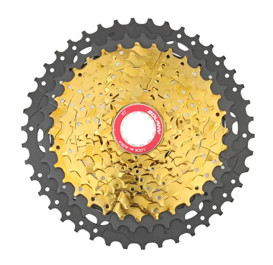 BOLANY MTB велосипед Золотая кассета 10S 30 Скорость 11-42T звездочки Золотое колесо свободного хода горный велосипед для аксессуаров запчасти звездочки - Цвет: 10S42T Red cover
