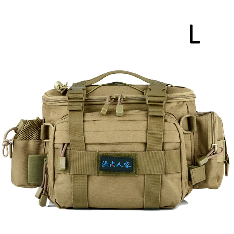 L Khaki Новая сумка для рыбы, многофункциональный карманный мужской рюкзак для путешествий, сумка на плечо, камуфляжная тактическая ручная сумка XA28G - Цвет: L Khaki