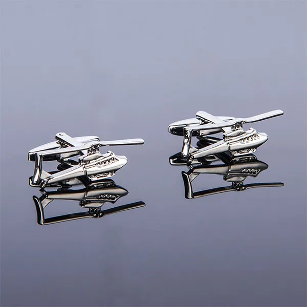 156141 New High Quality Mens Design Airplane Cufflinks Helicopter Aircraft Cuff Links For Business Shirt Wedding Gift Free Shipping - Окраска металла: 156141