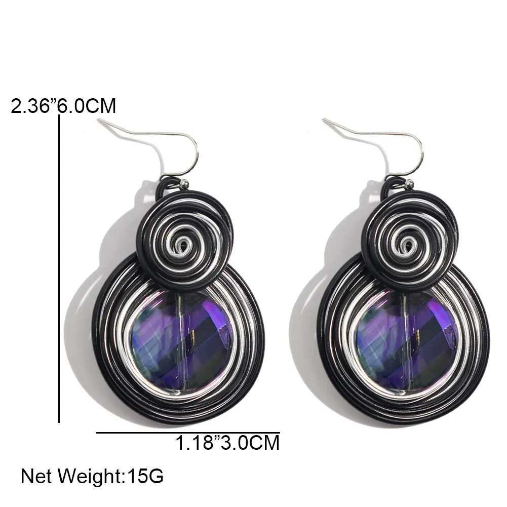 JUST FEEL Spiral Round Dangle Earrings Fashion Jewelry For Women Aluminum Crystal Statement Banquet 2018 New Design Drop Earring | Украшения
