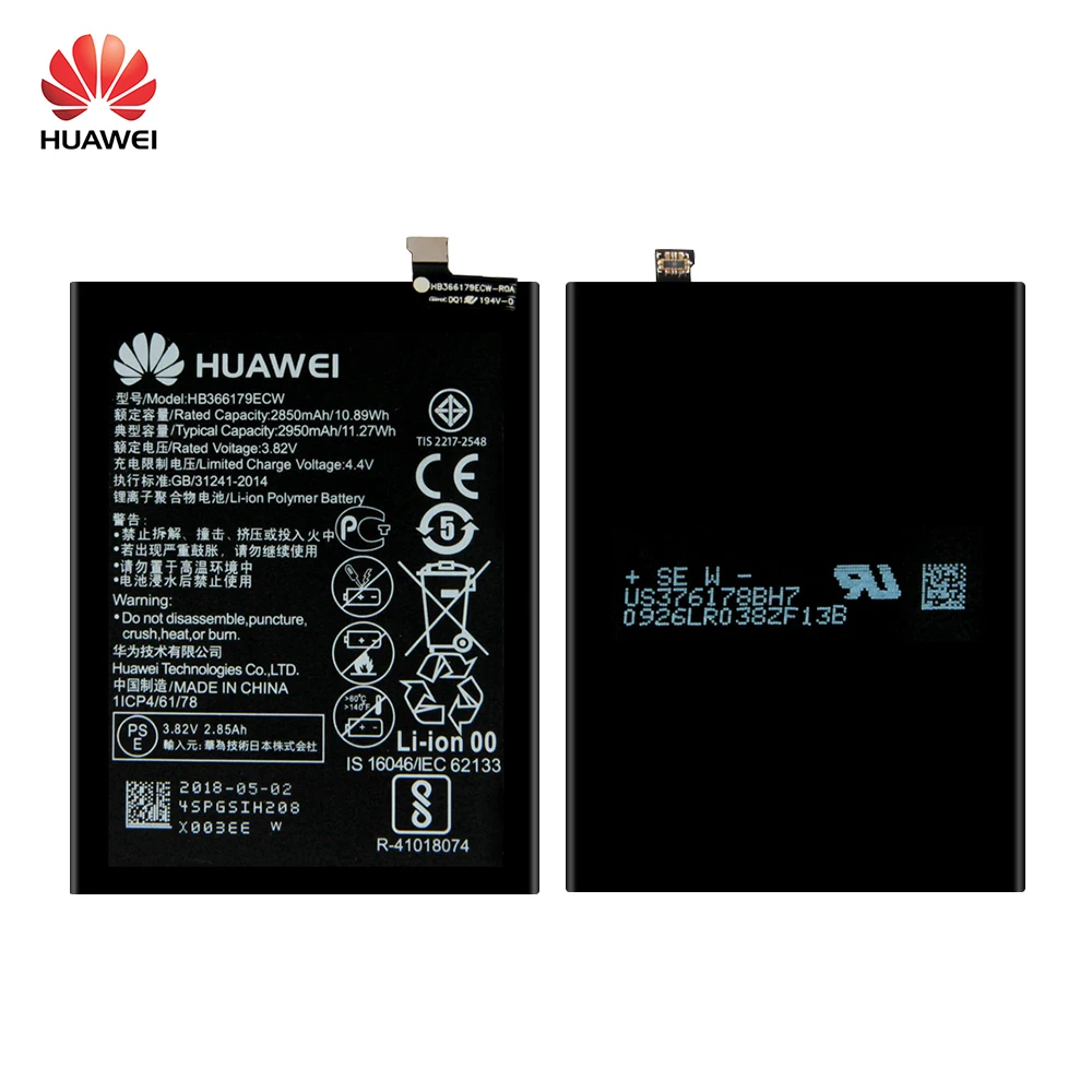 HuaWei 100% оригинальный для Huawei Nova 2 Сменный аккумулятор телефона HB366179ECW стандартная