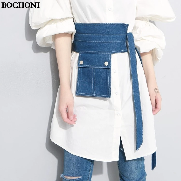BOCHONI хит продаж 2018 г. Новые легкие джинсовые карман стиль пояс|Женские ремни| |
