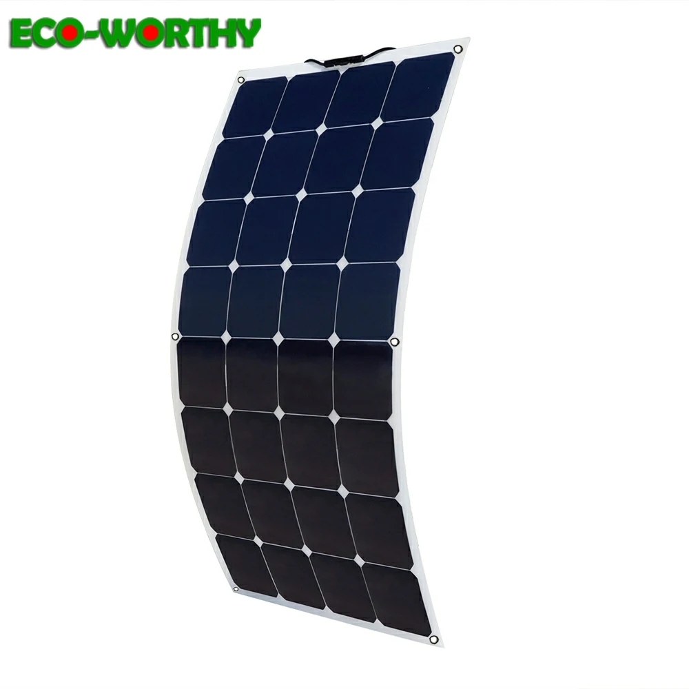 ECOworthy 100 Вт 18 в Гибкая моно солнечная панель и кабели и разъем MC4 для 12 в зарядное устройство RV лодка автомобиль кемпинг портативный